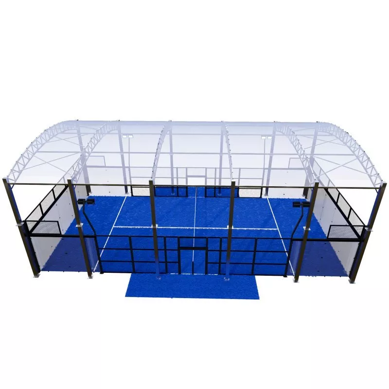 Roof Covered Panoramic Padel Court with Noise Control Turf and Reinforced Glass